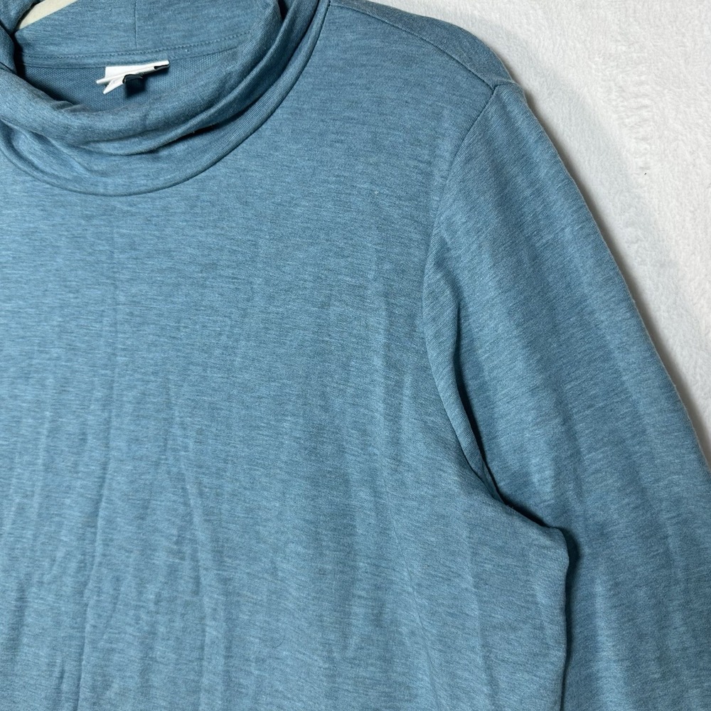 J. Jill Pure Jill Luxe Tencel Cowl‎ Neck Top L Teal Asymmetric Hem Comfycore - Picture 3 of 9